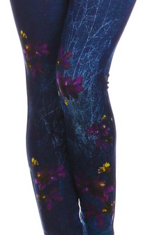 FLEECE Dark wash Jegging with Enchanted Forest Sublimation style 4
