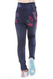 Kid's Sublimation Carnation Paisley Print Fleece Lined Jeggings style 3