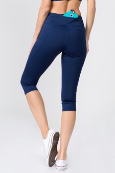 Women's High Rise 5-Pocket Activewear Capri Leggings (Medium only) style 3