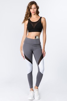 Women's High Rise Colorblock Mesh Activewear Leggings with Pockets style 5