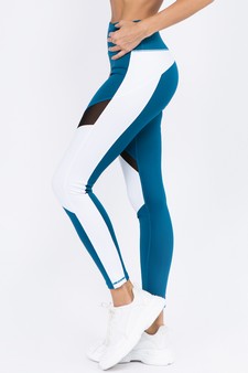 Women's High Rise Colorblock Mesh Activewear Leggings with Pockets style 2