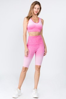 Women's Ombre Sports Bra And Biker Shorts Activewear Set style 2