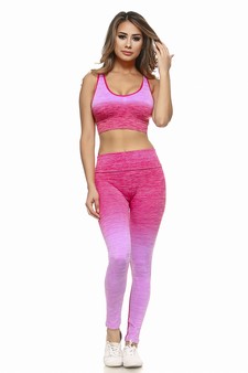 Women's Active Ombre Sports Bra And Leggings Set style 2