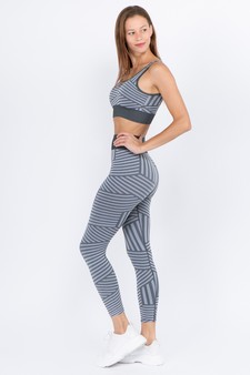 Women's Striped Sports Bra and Seamless Leggings Activewear Set - Bottom: ACT827041 style 2