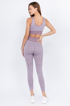 Women's Striped Sports Bra and Seamless Leggings Activewear Set - Bottom: ACT827041 style 4