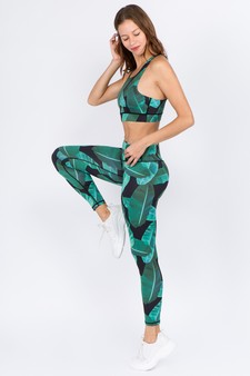 Women's Palm Leaf Print Activewear Sports Bra style 2