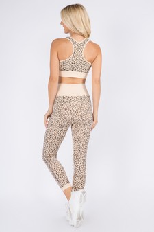 Women's Cheetah Print Sports Bra and Leggings Activewear Set style 3