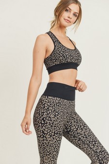 Women's Cheetah Print Sports Bra and Leggings Activewear Set style 4