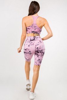 Women's Buttery Soft Tie Dye Sports Capri Activewear Set style 4
