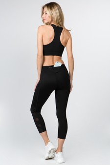 Women's High Rise Mesh Detail Activewear Leggings with Two Pockets style 4