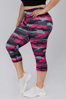 Women's Pink Camouflage Activewear Legging - PLUS style 2