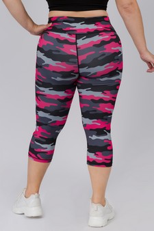 Women's Pink Camouflage Activewear Legging - PLUS style 3