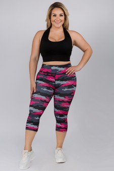 Women's Pink Camouflage Activewear Legging - PLUS style 4