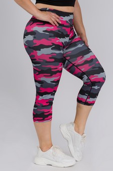 Women's Pink Camouflage Capri Activewear Legging (XXL only) style 2
