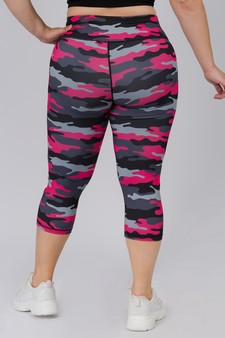 Women's Pink Camouflage Capri Activewear Legging (XXL only) style 3
