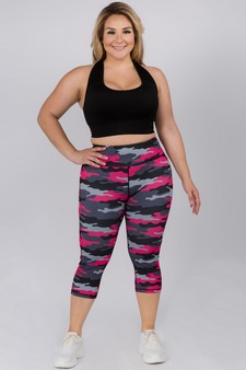 Women's Pink Camouflage Capri Activewear Legging (XXL only) style 4