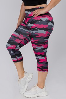 Women's Active Pink Camouflage Workout Legging (XXXL only) style 2