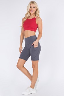Women's Buttery Soft Activewear Biker Shorts with Pockets 8'' Inseam style 5