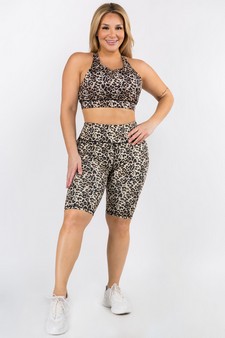 Women's Cheetah Print Activewear Biker Shorts style 4