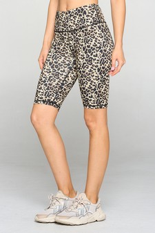 Women's Cheetah Print Activewear Biker Shorts style 2