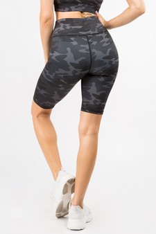 Women's Shark Grey Camo Activewear Biker Shorts style 3