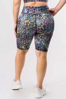 Women's Iridescent Snakeskin Activewear Biker Shorts (XL only) style 3