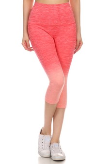 Dip Dye Ombre Athletic Capri Leggings w/High Waist Band (Large only) style 2