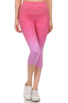 Dip Dye Ombre Athletic Capri Leggings w/High Waist Band (Large only) style 2