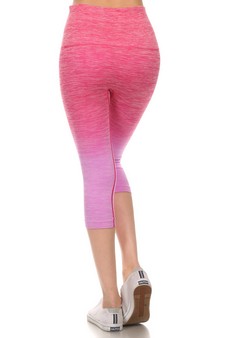 Dip Dye Ombre Athletic Capri Leggings w/High Waist Band (Large only) style 3
