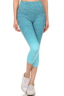 Dip Dye Ombre Athletic Capri Leggings w/High Waist Band (Small only) style 2
