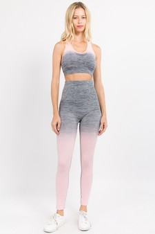 Women's Heather Knit Ombre Activewear Leggings w/High Waist Band style 5