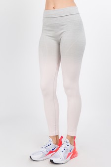 Women's Heather Knit Ombre Activewear Leggings w/High Waist Band style 2