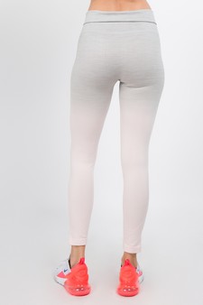 Women's Heather Knit Ombre Activewear Leggings w/High Waist Band style 3