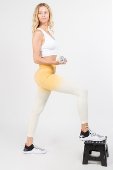 Women's Heather Knit Ombre Activewear Leggings w/High Waist Band style 6