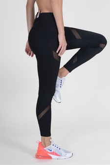 Women's Mesh-Panel Activewear Leggings with Zipper Pocket style 2