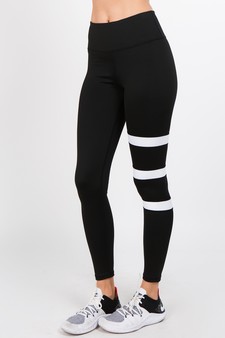 Women's Active Varsity Striped Workout Leggings w/Pocket style 3