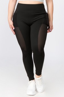 Women's Jersey Mesh Striped 3-Pocket Activewear Leggings (XL only) style 2