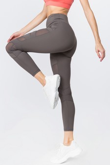 Women's Mesh Striped Single Pocket Activewear Leggings style 4