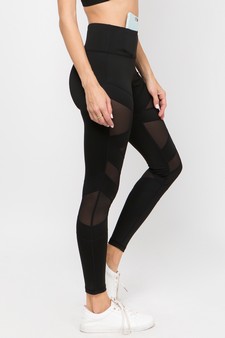 Women's Mesh Striped Single Pocket Activewear Leggings (Medium only) style 2