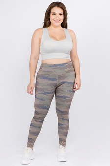 Women's High Rise Camouflage Activewear Leggings - Plus size Top: ACT648TP-XL style 2