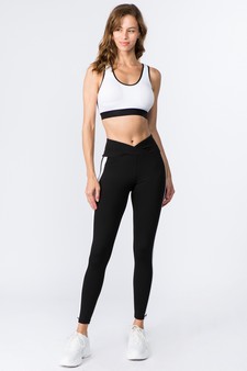 Women's V-Waistband Double Striped Activewear Leggings style 4