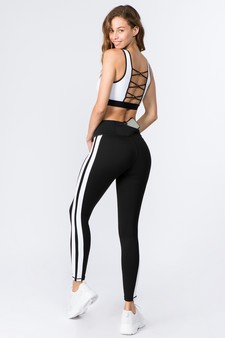 Women's V-Waistband Double Striped Activewear Leggings style 6