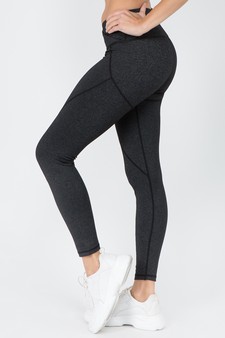 Women's V-Waistband Heather Knit Activewear Leggings - TOP ACT633 style 2