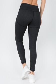 Women's V-Waistband Heather Knit Activewear Leggings - TOP ACT633 style 3
