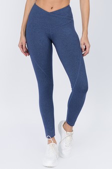 Women's V-Waistband Heather Knit Activewear Leggings - TOP ACT633 style 5