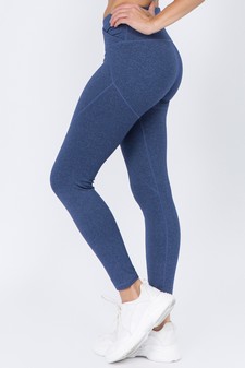 Women's V-Waistband Heather Knit Activewear Leggings - TOP ACT633 style 6