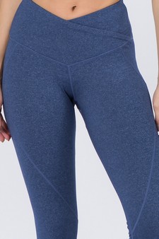 Women's V-Waistband Heather Knit Activewear Leggings - TOP ACT633 style 8