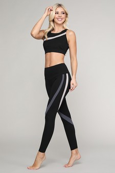 Women's Curve Striped Activewear Leggings - TOP ACT643 style 4