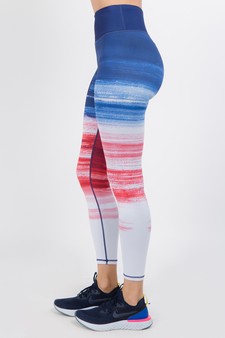 Lady's Active Red, White, & Blue Graphic Leggings style 3