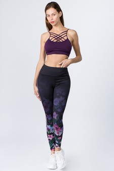 **NY ONLY**Women's Active Side Stripe Floral Workout Leggings style 4